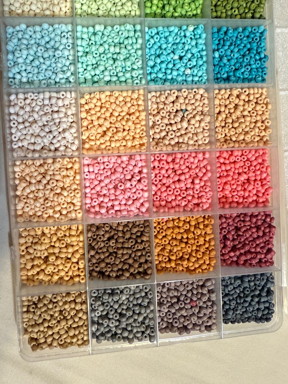 Matte seed beads, 24 count, frosted 3 mm small & letters, hearts, stars and more